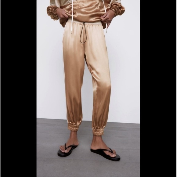 Zara Satin Effect Jogger Pants - Picture 6 of 14